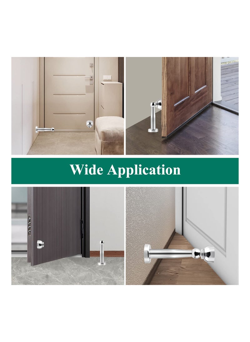 Luckam Magnetic Door Stop Chrome Stopper Stainless Steel Holder Catch 7.3 Inch Tall Doorstop Floor Wall Mounted Heavy Duty Stoppers 1 Pack - Image 2