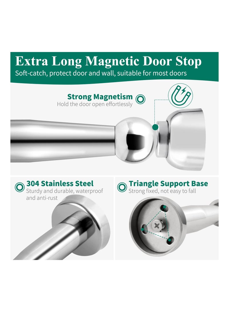 Luckam Magnetic Door Stop Chrome Stopper Stainless Steel Holder Catch 7.3 Inch Tall Doorstop Floor Wall Mounted Heavy Duty Stoppers 1 Pack - Image 5