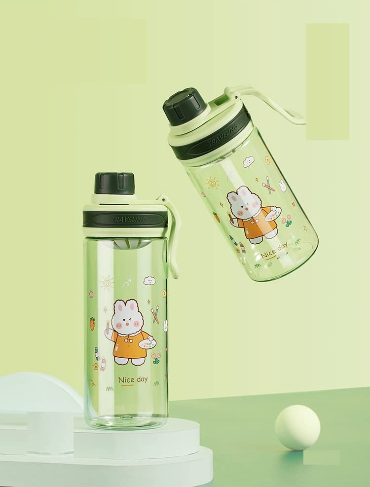 TEMSON Cartoon Water Bottle for Kids, 550 ml BPA Free Kids Water Bottle - Anti-Leak Cartoon Kids Water Bottle for Boys/Girls (FQ-3135-2) (White) - Image 4