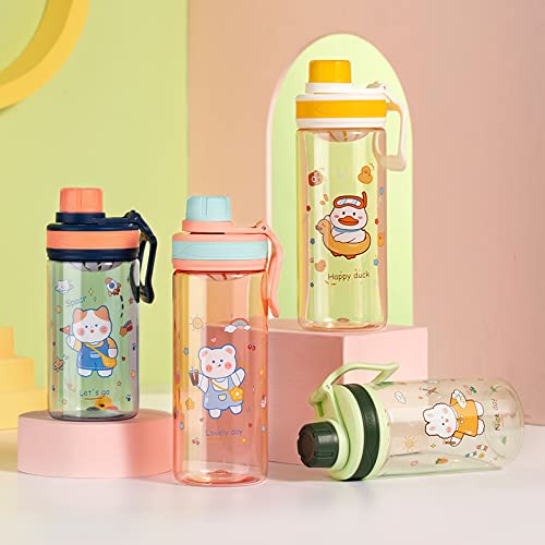 TEMSON Cartoon Water Bottle for Kids, 550 ml BPA Free Kids Water Bottle - Anti-Leak Cartoon Kids Water Bottle for Boys/Girls (FQ-3135-2) (White) - Image 5