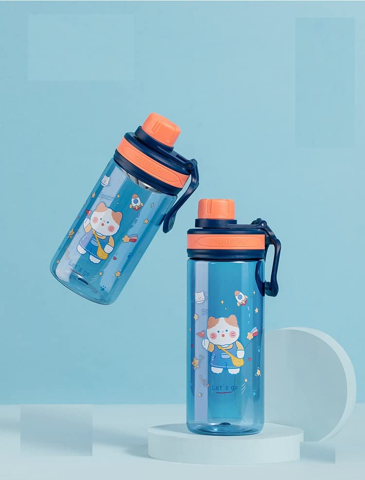 TEMSON Cartoon Water Bottle for Kids, 550 ml BPA Free Kids Water Bottle - Anti-Leak Cartoon Kids Water Bottle for Boys/Girls (FQ-3135-2) (White) - Image 1