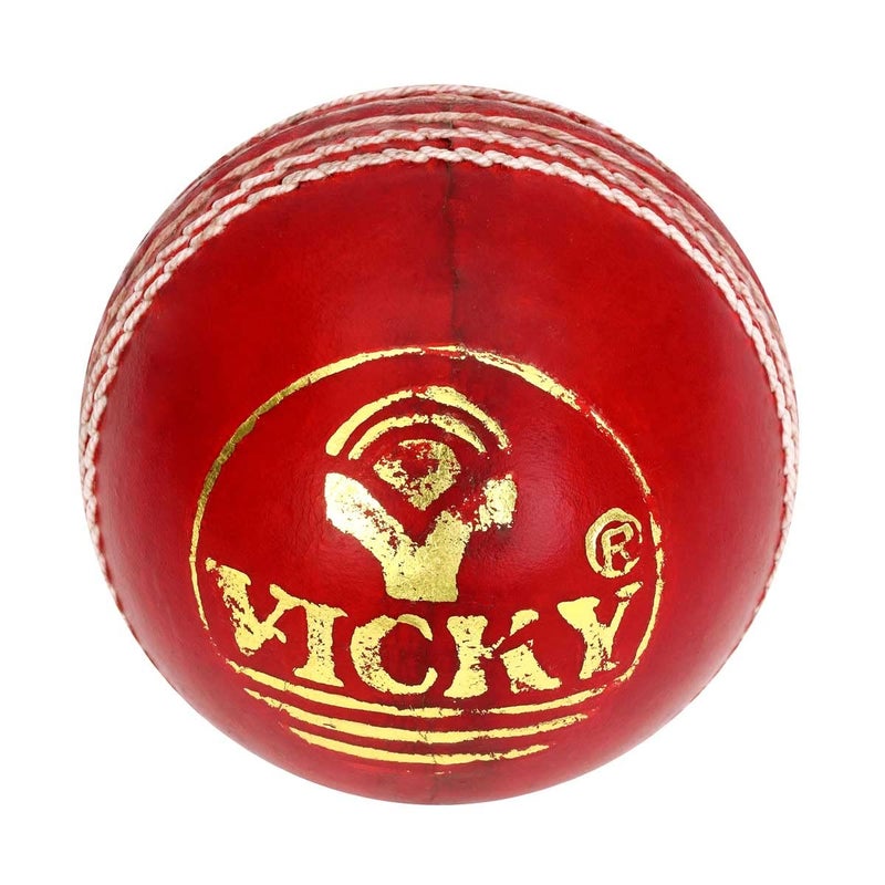 VICKY Jet Red Cricket Ball Constructed with Alumtanned Large Thick Leather Suits Every Balling Style Ideal for Professional Use - Image 3