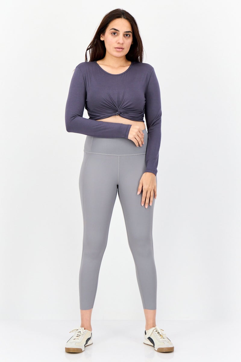 SOUTH BEACH Women Sportswear Fit Twist Front Yoga Top, Dark Grey  - Image 4