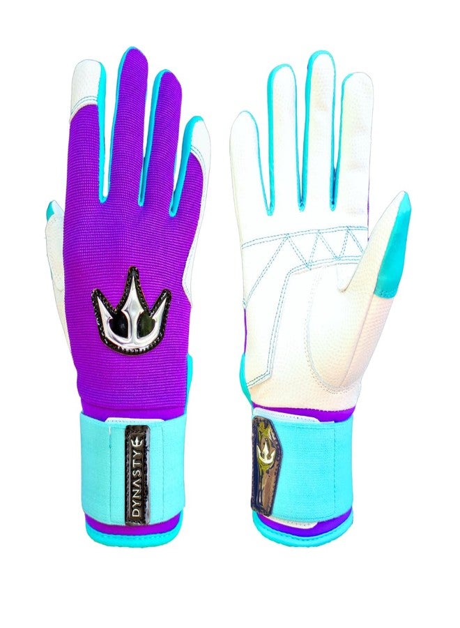 DYNASTY BASEBALL Bomb Squad Series Batting Gloves (Purple/Teal, Youth Medium) - Image 1