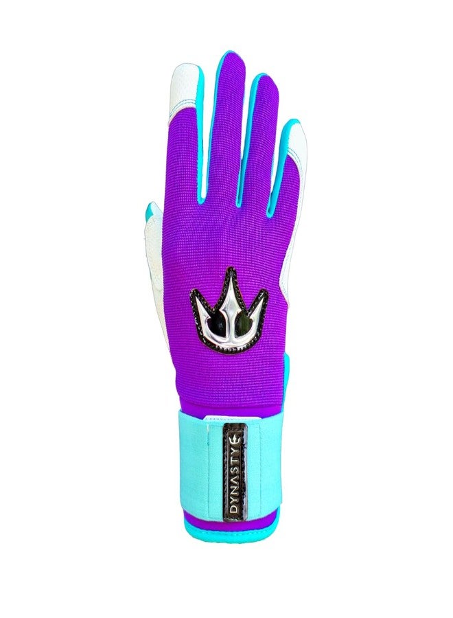 DYNASTY BASEBALL Bomb Squad Series Batting Gloves (Purple/Teal, Youth Medium) - Image 2