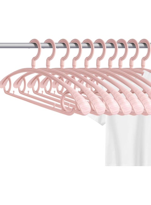 20 Pack Plastic Clothes Hanger Extra Thick Plastic Wide Shoulder Adult 360 Degrees Rotate Slip Resistant Standard Clothing Hanger Ideal for Everyday Use Pink
