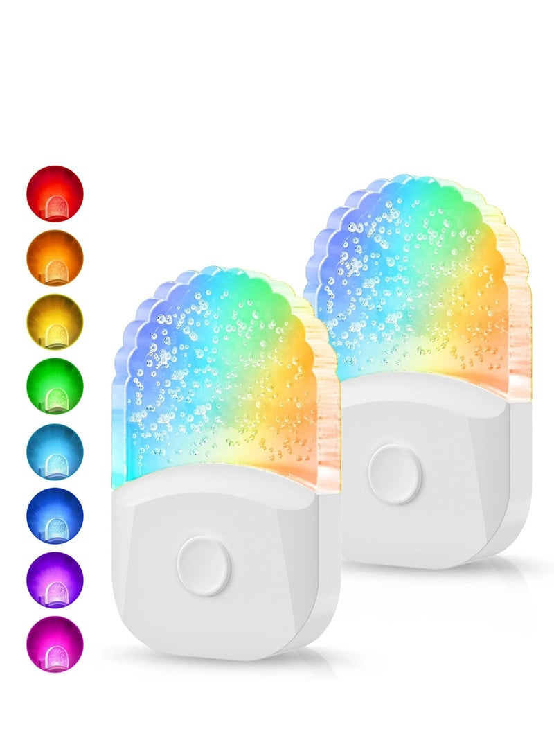 QLIGHT (2Pack)Night Lights Plug Into Wall Color Changing Night Light for Kids, 8-Color RGB LED Nightlight with Dusk to Dawn Sensor for Bathroom Decore, Children Room, Gift  - Image 1