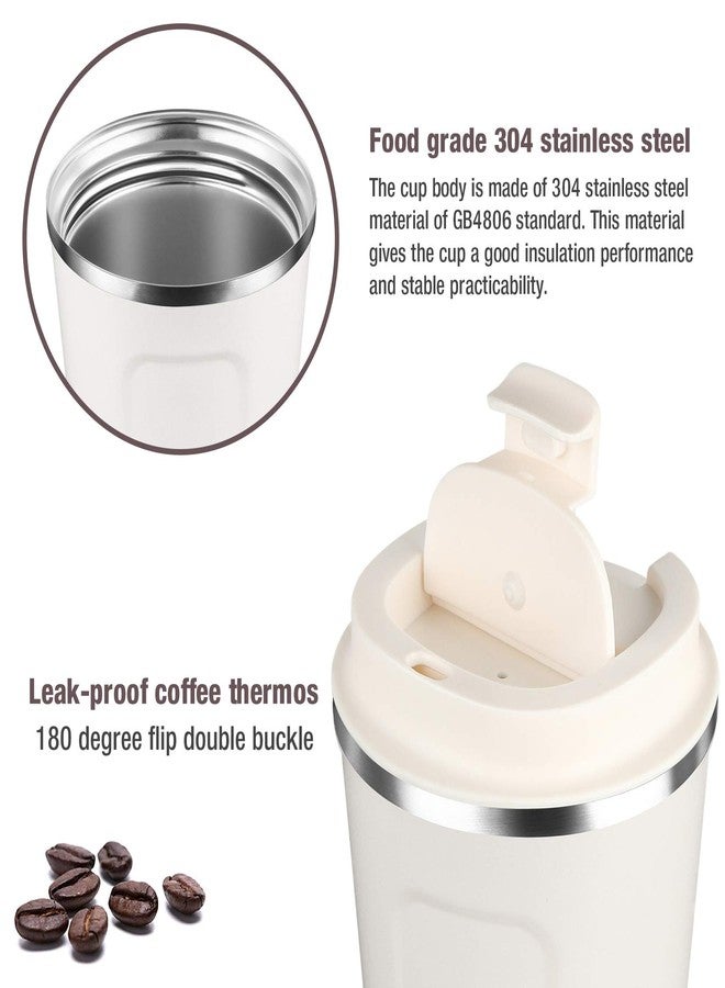 Smilatte 17oz (510ml) Vacuum Insulated Coffee Travel Mug, Leak proof Double Wall Stainless Steel Reusable Cup with Lid, Thermal Tumbler for Hot and Cold Drinks, Matte Texture White - Image 3