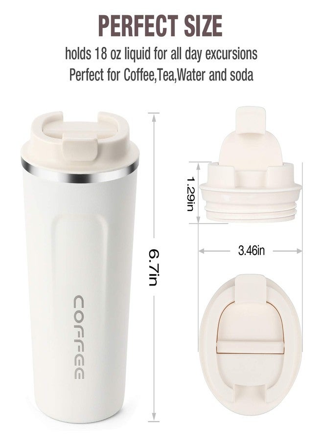 Smilatte 17oz (510ml) Vacuum Insulated Coffee Travel Mug, Leak proof Double Wall Stainless Steel Reusable Cup with Lid, Thermal Tumbler for Hot and Cold Drinks, Matte Texture White - Image 2