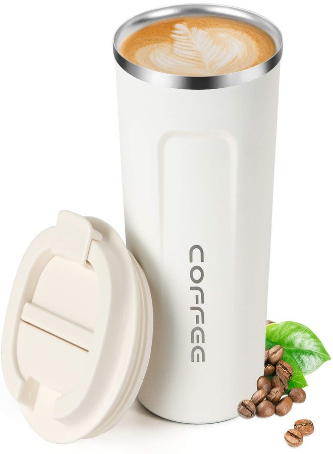 Smilatte 17oz (510ml) Vacuum Insulated Coffee Travel Mug, Leak proof Double Wall Stainless Steel Reusable Cup with Lid, Thermal Tumbler for Hot and Cold Drinks, Matte Texture White - Image 1
