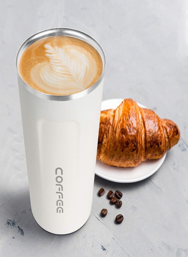Smilatte 17oz (510ml) Vacuum Insulated Coffee Travel Mug, Leak proof Double Wall Stainless Steel Reusable Cup with Lid, Thermal Tumbler for Hot and Cold Drinks, Matte Texture White - Image 5