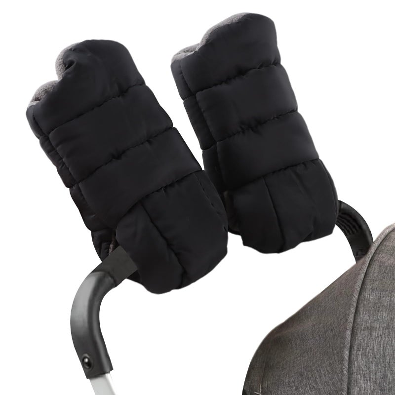 Zsedrut Stroller Gloves Universal Winter AntiFreeze Stroller Mittens Water Repellent Hand Warmer Muff Fleece LinedWinter Stroller Accessories Black