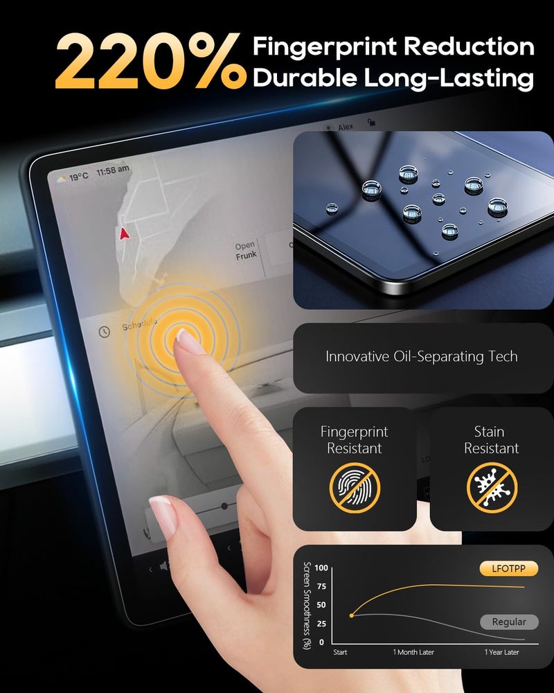 LFOTPP 2025 Atlas Screen Protector for 2024 2025 V W Atlas [SE/SE with Technology/SEL/SEL Premium R-Line] 12In Glass Screen Protector Infotainment Atlas Accessories Anti-Glare HD - Image 5