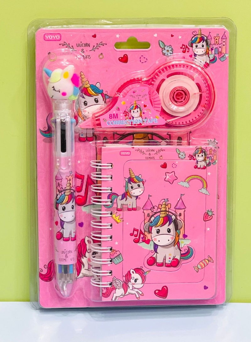 Generic Cute stationery set 3-piece set, - including correction tape, notebook, multi-color ballpoint pen Portable office supplies, fun gift for painting 
