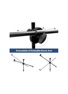 Ohuhu Microphone Stand, Tripod Mic Stand Boom With Mic Clips, Height Adjustable, Light Weight, Black  - Image 4