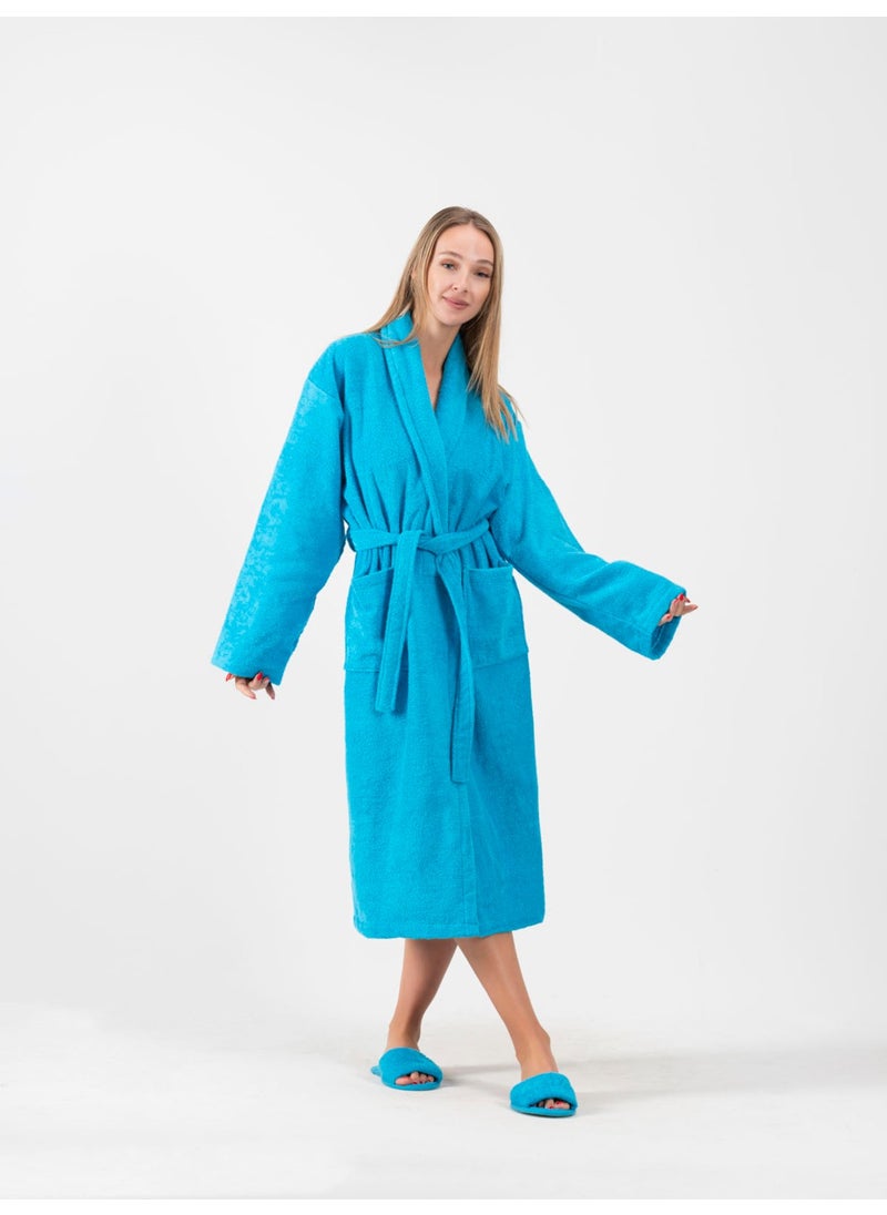 Ender Home Bathrobe Shalyaka Model Two Pockets Belted Cotton Boucle Bathrobe  - Image 2