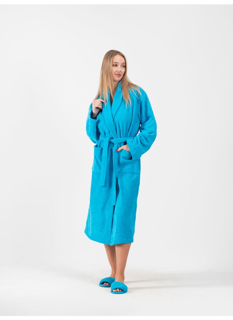 Ender Home Bathrobe Shalyaka Model Two Pockets Belted Cotton Boucle Bathrobe  - Image 1