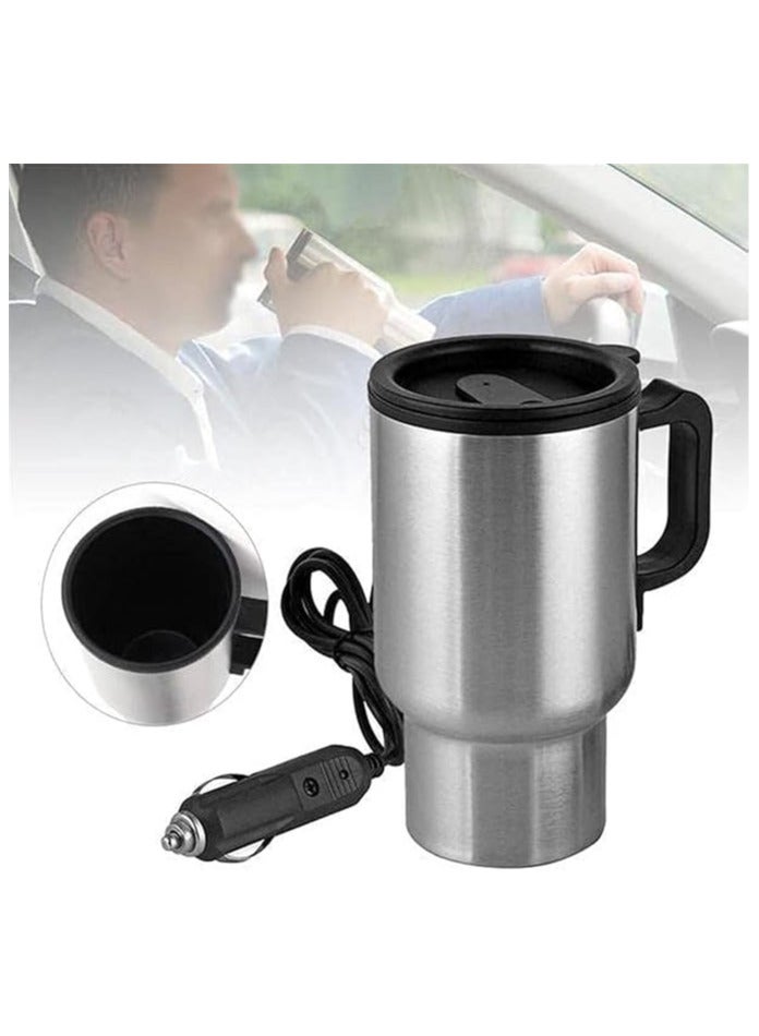 450ml Stainless Steel Car Heating Mug with Cigarette Lighter for All Types of Hot Drinks