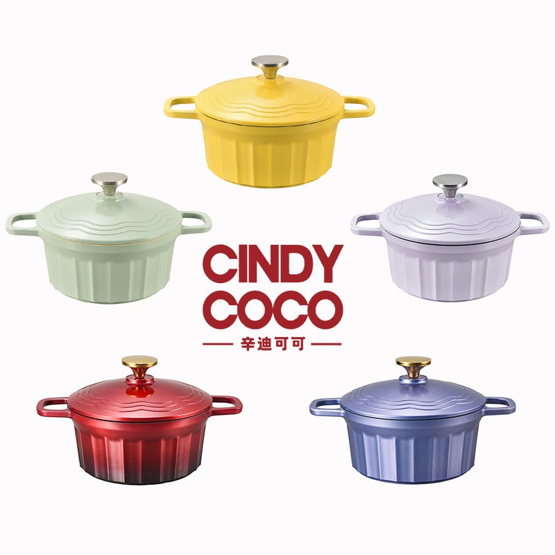 قدر هولندي مينا من CINDYCOCO - غير لاصق، سعة كبيرة، وعاء شوربة أنيق للاستخدام المنزلي - Image 4