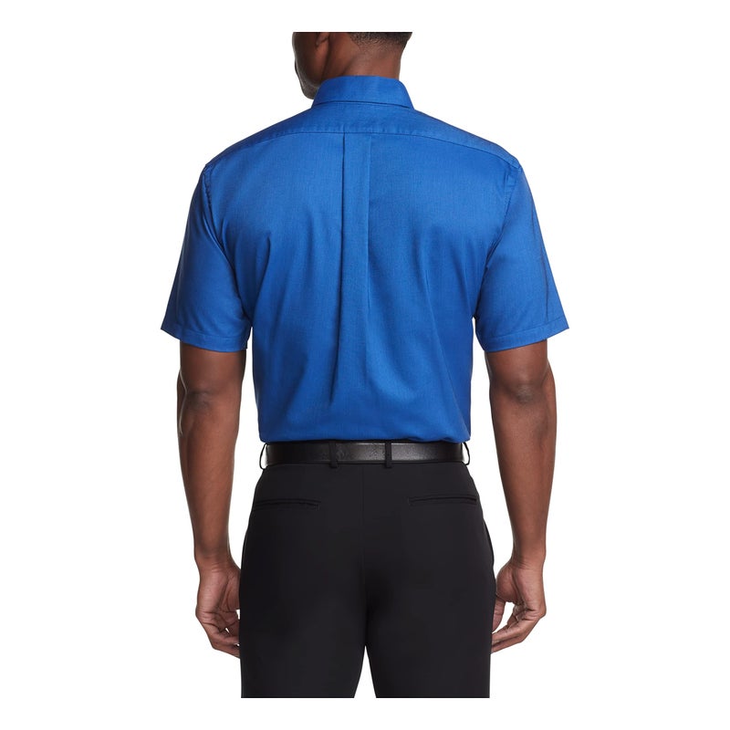 Van Heusen Men's Short Sleeve Dress Shirt Regular Fit Oxford Solid, English Blue, 17.5"-18" Neck - Image 2