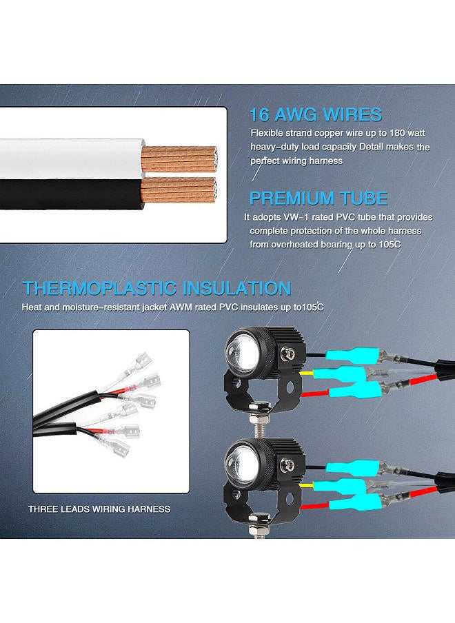 Generic - LED Light Bar Wiring Harness Kit, 180W 3 Leads 16 AWG LED Motorcycle Wiring Harness with 12V 40A Relay and Control Switch for Switching Between Different Modes - Image 1