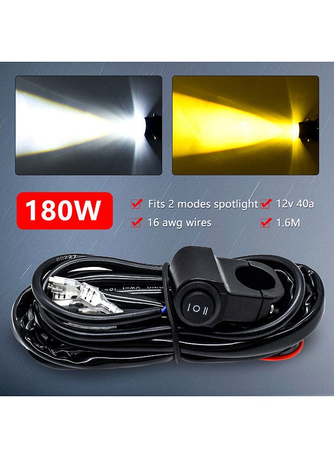 Generic - LED Light Bar Wiring Harness Kit, 180W 3 Leads 16 AWG LED Motorcycle Wiring Harness with 12V 40A Relay and Control Switch for Switching Between Different Modes - Image 1