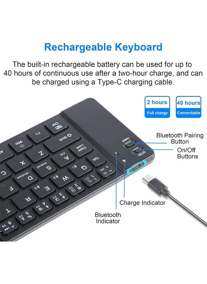 Lemon - Foldable Bluetooth Keyboard, Portable Ultra, Slim Multi Device Mini Wireless Keyboard, 66 Keys, Pocket Size, Rechargeable Keyboard, Tri-Mode Cordless Keyboard, for Laptop Tablet PC Windows iOS Android (Black) - Image 1