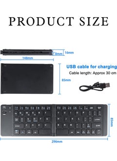 Foldable Bluetooth Keyboard, Portable Ultra, Slim Multi Device Mini Wireless Keyboard, 66 Keys, Pocket Size, Rechargeable Keyboard, Tri-Mode Cordless Keyboard, for Laptop Tablet PC Windows iOS Android (Black) - pzsku/Z1BCCBBFC385EA9AC9D29Z/45/_/1737171256/24e81efd-6660-46bd-bc99-d0c09533b3aa