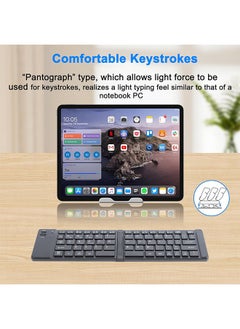 Foldable Bluetooth Keyboard, Portable Ultra, Slim Multi Device Mini Wireless Keyboard, 66 Keys, Pocket Size, Rechargeable Keyboard, Tri-Mode Cordless Keyboard, for Laptop Tablet PC Windows iOS Android (Black) - pzsku/Z1BCCBBFC385EA9AC9D29Z/45/_/1737171266/6a26f494-0f31-4d83-a3c4-e88e1bcf6f84