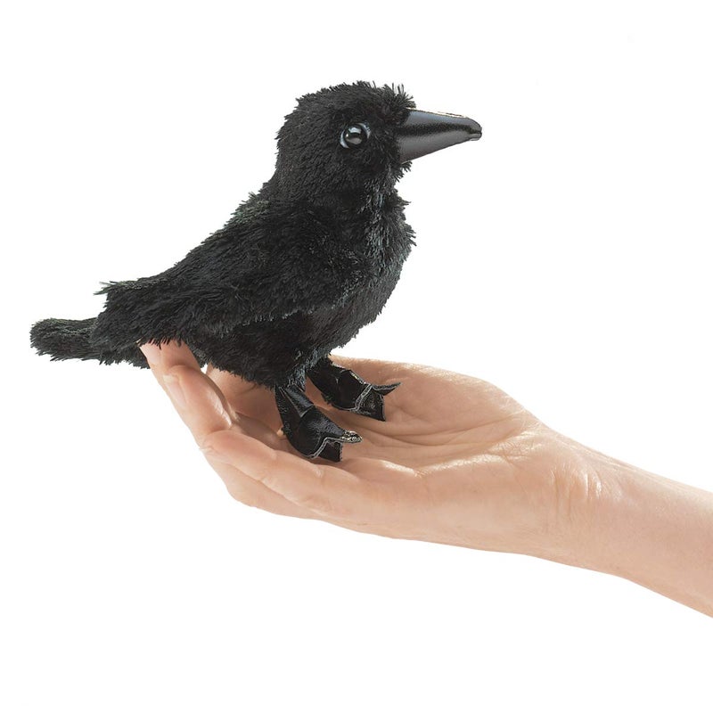 Folkmanis Mini Raven Finger Puppet, Multicolor (2698) - Image 1