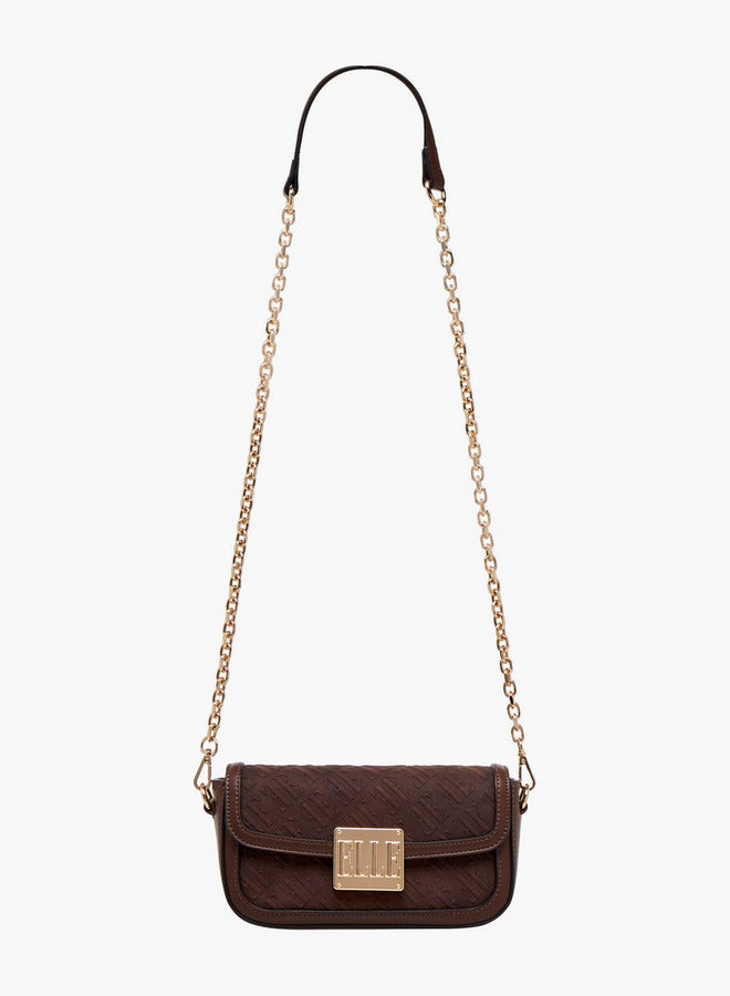 ELLE Monogram Embossed Shoulder Bag with Detachable Chain Strap  - Image 3