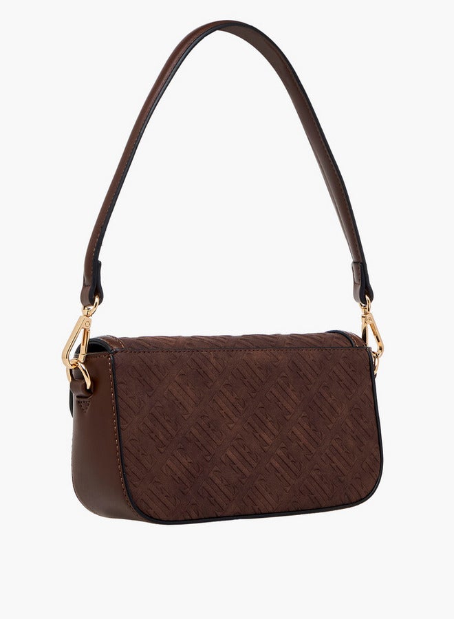 ELLE Monogram Embossed Shoulder Bag with Detachable Chain Strap  - Image 4