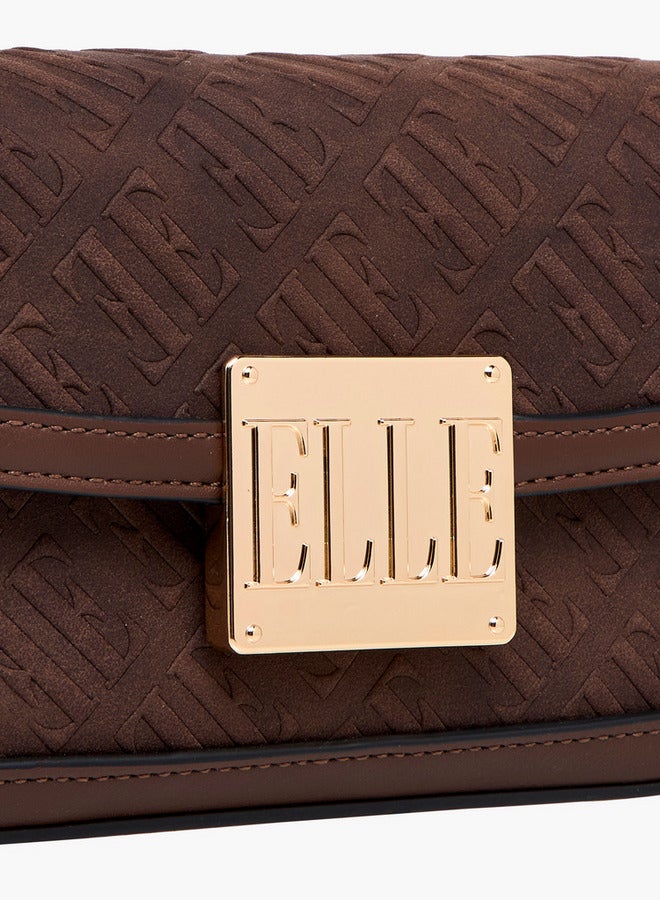 ELLE Monogram Embossed Shoulder Bag with Detachable Chain Strap  - Image 5