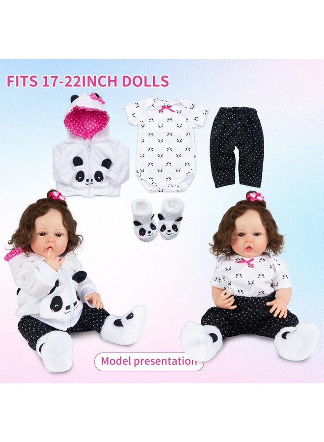 Pedolltree 8 Pcs Reborn Baby Girl Doll Clothes Panda Outfits Accesories For 20-23 Inch Reborn Doll Newborn Baby Girl With Backpack&Diaper  - Image 4