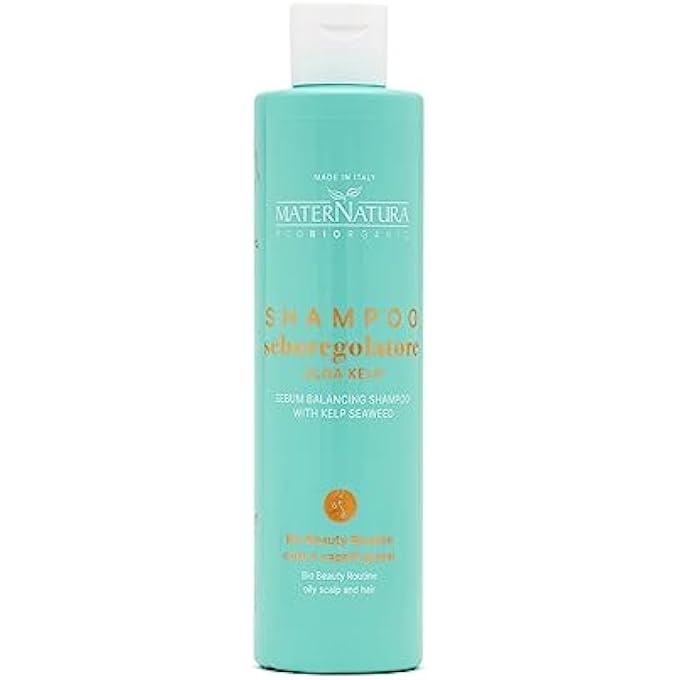 , SEBO REGULATING SHAMPOO WITH KELP ALGAE, NORMALIZES THE ACTIVITY OF THE SEBACEOUS GLANDS, GENTLY CLEANSES THE SCALP, ORGANIC BEAUTY ROUTINE FOR OILY SKIN AND HAIR, MADE IN ITALY - 250 ML - Image 1