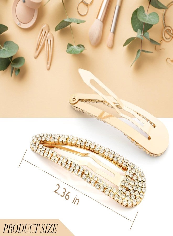 KANPRINCESS Hair Clip, 2Pcs 2.4Inch Rhinestone Hair Clips, Gold Hair Clips, Rhinestone Hair Accessories, Hair Barrettes for Women Girls Bridal, Wedding, Party, Prom - Image 2
