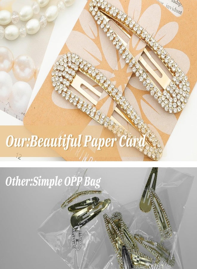 KANPRINCESS Hair Clip, 2Pcs 2.4Inch Rhinestone Hair Clips, Gold Hair Clips, Rhinestone Hair Accessories, Hair Barrettes for Women Girls Bridal, Wedding, Party, Prom - Image 4