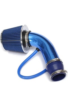 Generic Universal 76mm Car Racing Cold Air Intake System Turbo Induction Pipe Tube Kit Aluminum with Cone Air Filter Inlet(Blue)  - Image 1