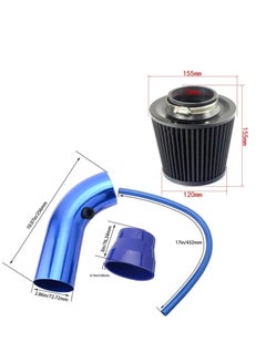 Generic Universal 76mm Car Racing Cold Air Intake System Turbo Induction Pipe Tube Kit Aluminum with Cone Air Filter Inlet(Blue)  - Image 3