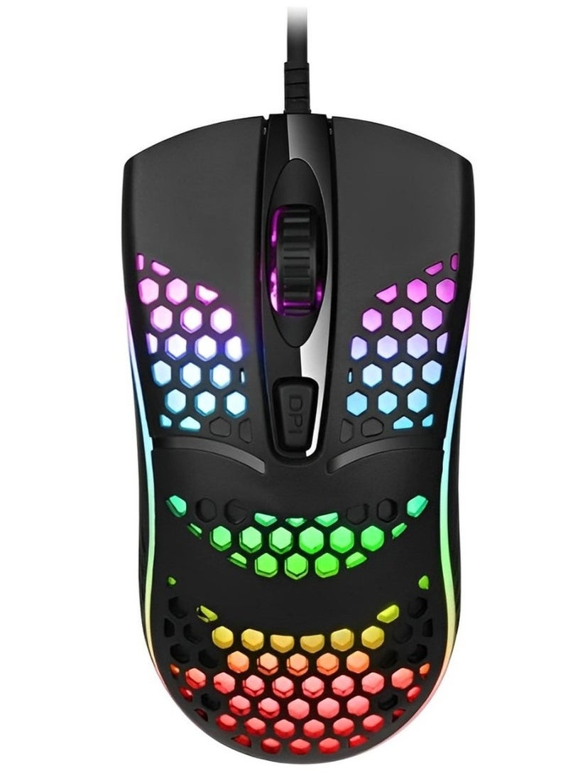 70g Honeycomb Ultra-Light Gaming Mouse - 16.8M RGB Ergonomic Design | 1000 DPI Multi-Surface Tracking | Plug & Play Win/Mac - Image 1