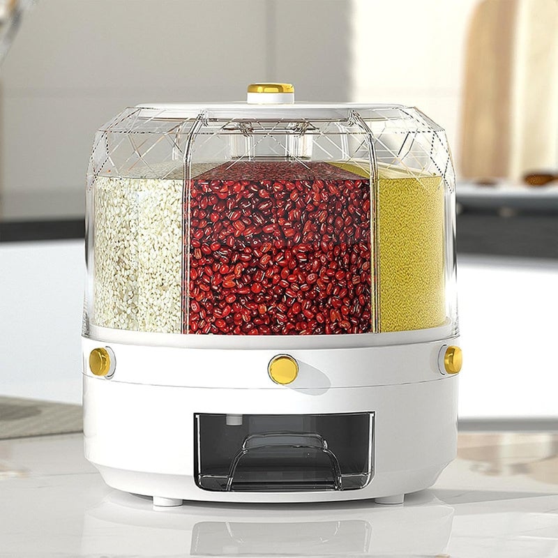 Cereal Storage Container 6 Sections with Practical Bottom Dispenser, Kitchen Organizer Box, Elegant Round Design, Suitable for Storing Various Grains and Space Saving - Image 4