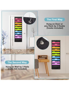 Y&D 2 Pcs Hanging File Folders, 20 Pockets Organizer Wall Mount Storage Charts with 6 Over Door/Wall Hangers, Office Paper Filing for Magazine, School/Home/Classroom Organization  - Image 5
