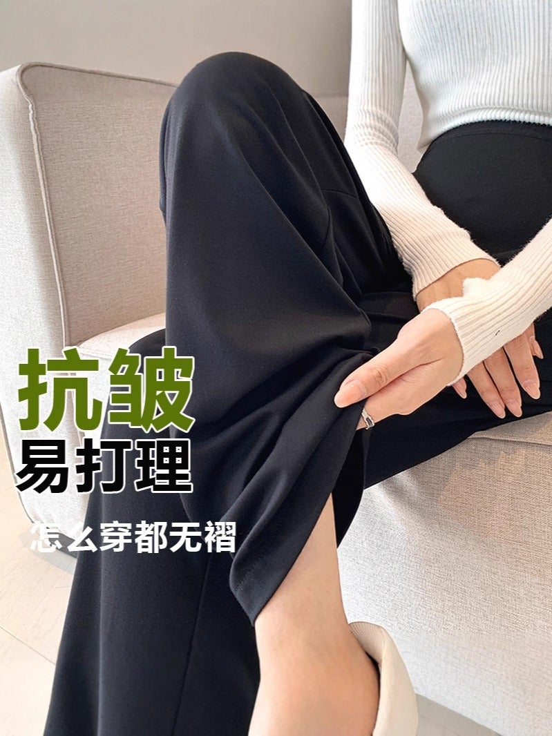 Chang Jia Zhi Xiao Maternity Wide-Leg Suit Trousers – Stretchable, Non-Tightening, Supportive, Thin, Spring/Summer, 7/8 & Full Length - Image 2