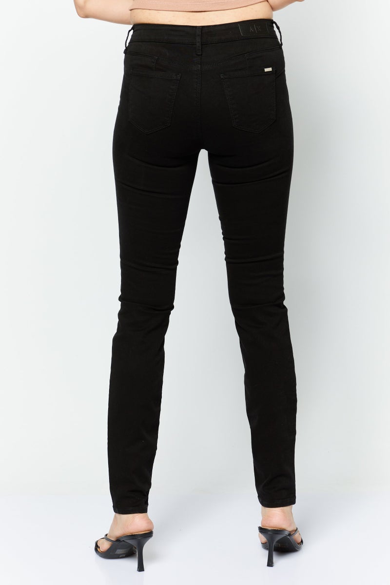 armani AX Armani Exchange Women Skinny Fit MId Rise Straight Leg Stretch Jeans, Black - Image 4
