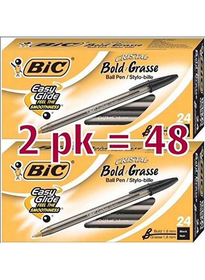 Bic قلم حبر جاف كريستال بولد 1.6 مم أسود، عبوة من 48 قطعة (Msbp241Bkx2) - Image 2