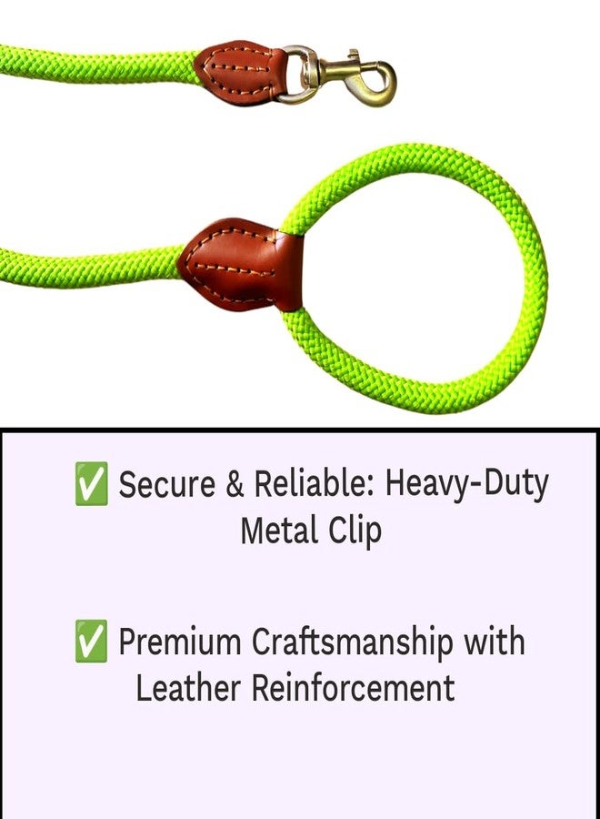 LEXNEL Dog Lead Rope with Leather - 5ft Durable Braided Design, Comfortable Grip, Heavy-Duty Metal Clip, Stylish and Lightweight for Walking & Training (Green) - Image 2