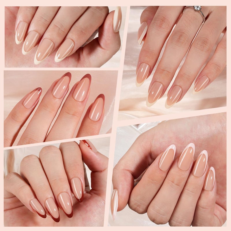 VANSIHO 150Pcs French Gel Nail Tips Almond, Vansiho Medium Nail Tips, Pre-French Tips Press on Nails, Acrylic Fake Nails for Nail Art DIY 15 Sizes - Image 4