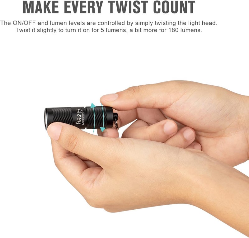 OLIGHT I1R 2 Pro EOS EDC Keychain Torch - 180 Lumens, USB Rechargeable, Compact LED Flashlight for Hiking and Camping (Black) - Image 5