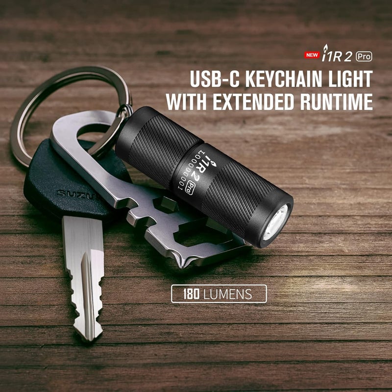 OLIGHT I1R 2 Pro EOS EDC Keychain Torch - 180 Lumens, USB Rechargeable, Compact LED Flashlight for Hiking and Camping (Black) - Image 2