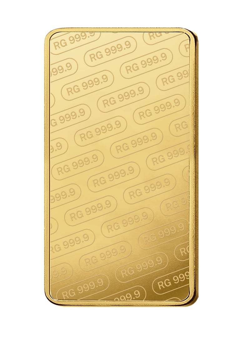 RG REFINERY - Rafmoh Bullion 5 Gram 24k Gold Bar with RG Design - 5 Grams Gold Bar 24KT 999.9 Purity - Image 1